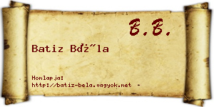 Batiz Béla névjegykártya